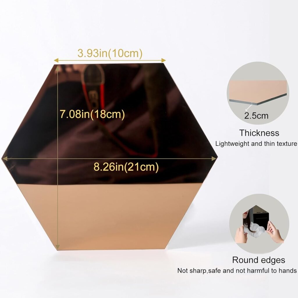 10 Pieces Hexagonal Mirror Wall Mirror Glass Mirror Mirrors Decor for Home Bedroom Living Room