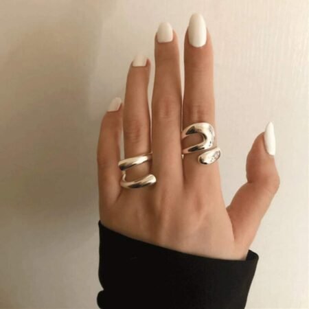 adjustable sterling silver rings 925 double lines shape personality ring fine jewelry for women party accessories