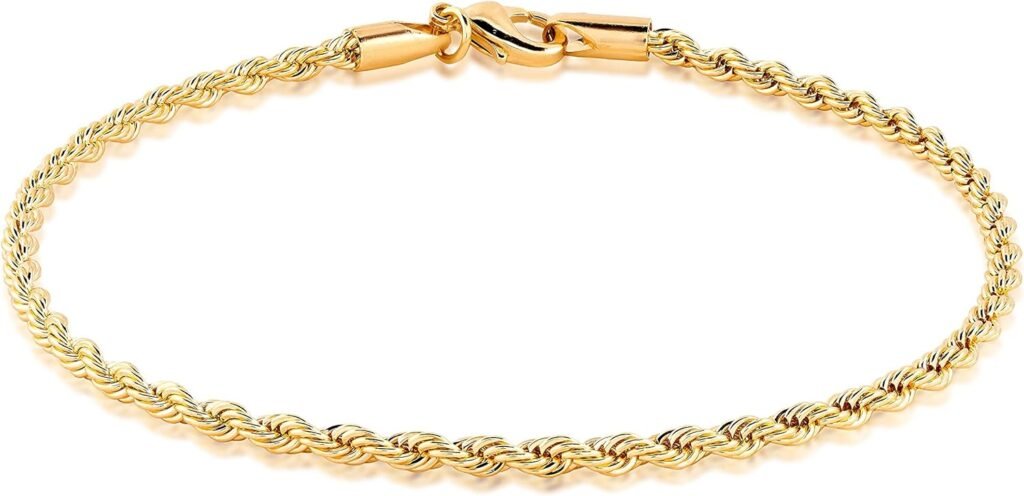 Barzel 18K Gold Plated Braided Rope Anklet for Women - Made In Brazil