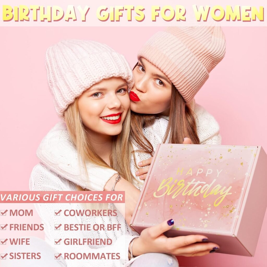 Birthday Gifts for Women Friendship, Rose Relaxing Spa Gifts Basket Set for Women, Self Care Gift Unique Happy Birthday Gifts Idea for Mom Her Best Friend Sister Wife Girlfriend Coworker Teacher Nurse