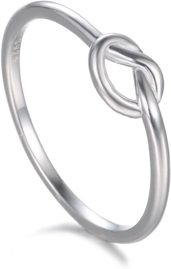BORUO 925 Sterling Silver Ring Love Knot Promise Friendship High Polish Comfort Fit Band Ring Size 4-12
