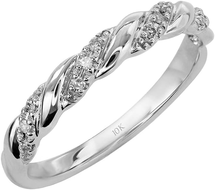 Brilliant Expressions 10K or 14K Yellow, Rose or White Gold Diamond-Accent Twist Promise Ring, Anniversary Ring or Wedding Band for Women; Promise Rings for Her, Gold Rings for Women
