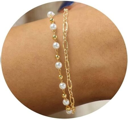 dainty pearl chain bracelets 14k gold bracelet for women adjustable baroque culture jewelry gifts for mother wife girls