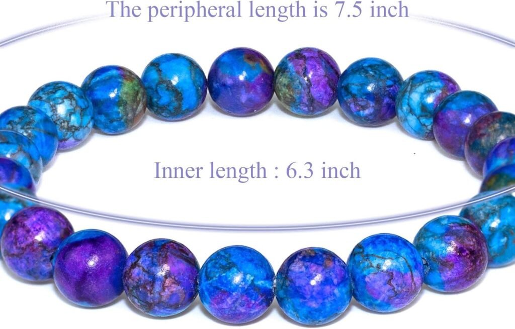 DAZCOLO Natural Gemstone Bracelet 7.5 In Stretch Gems Stones 8mm (0.31) Round | Beads Healing Crystals Quartz | Chakra Bracelet | Y2K | Bracelets for Women Men Girls Gifts (Unisex)