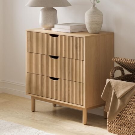 fluted 3 drawer dresser large nightstand with ample storage living room and bedroom furniture modern dresser with drawer