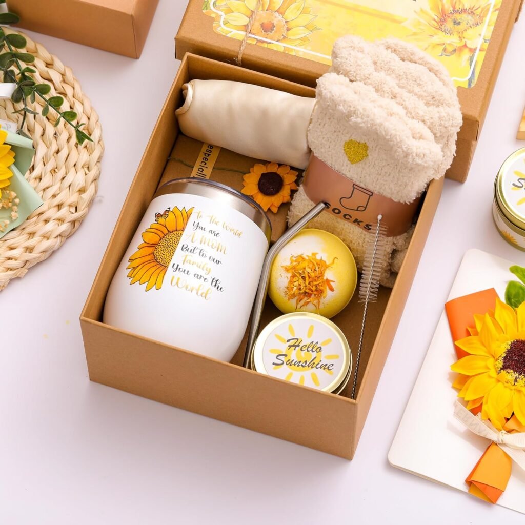 Get Well Soon Gifts for Women,Sunflower Birthday Sending Sunshine Gifts Basket Care Package for Women,Unique Gifts for Women,Thinking of You Gifts