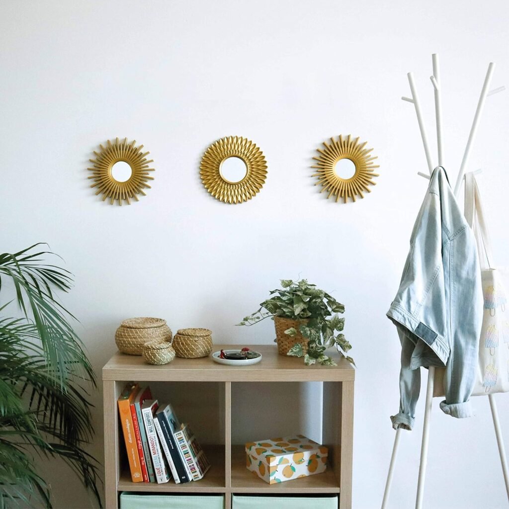 Gold Mirrors for Wall Pack of 3 - BONNYCO | Wall Mirrors for Room Decor  Home Decor | Gold Round Mirrors for Wall Decor | Circle Mirrors Modern Wall Decor Gifts for Women  Moms | Decorative Mirrors