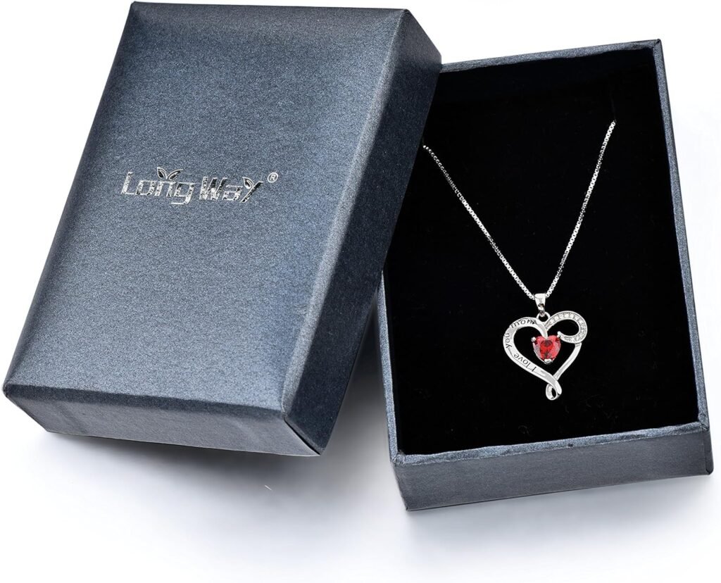 Long Way Mothers Birthday Gift I Love You Mom S925 Sterling Silver Heart Pendant Necklace