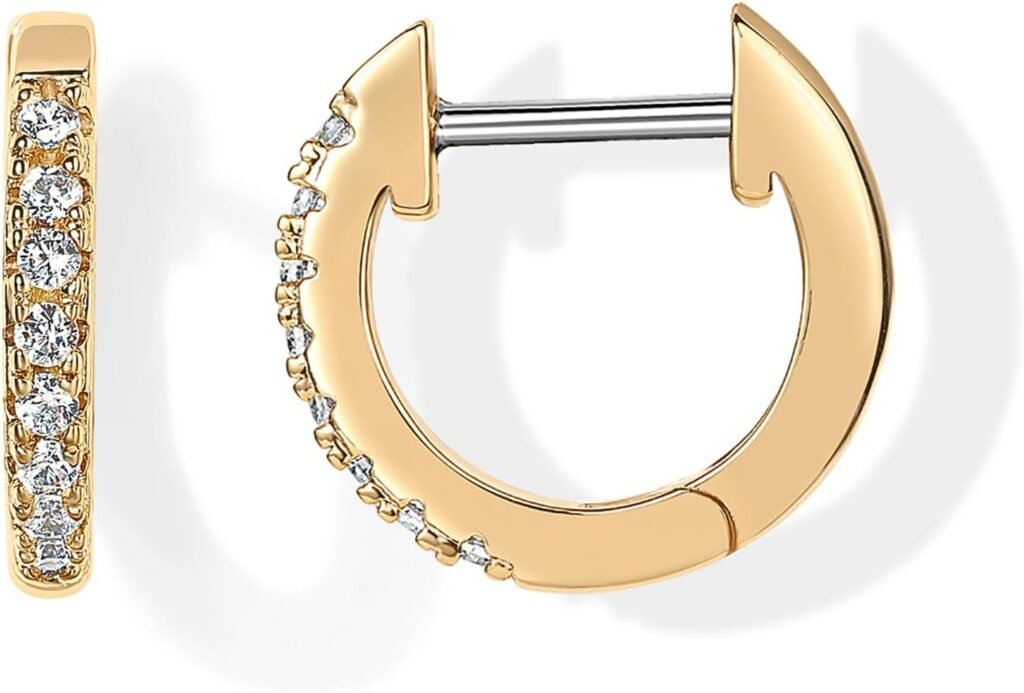 PAVOI 14K Gold Plated Cubic Zirconia Cuff Earrings Huggie Stud