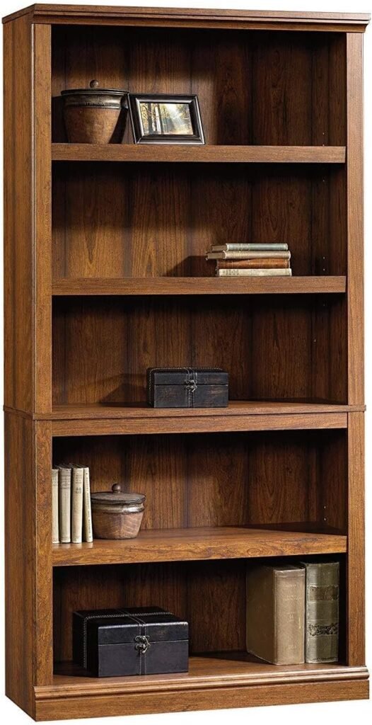Sauder Miscellaneous Storage 5 Bookcase/Book Shelf, L: 35.28 x W: 13.23 x H: 69.76, Washington Cherry finish