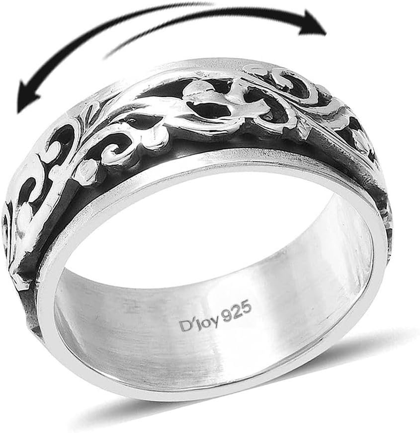 Shop LC 925 Sterling Silver Fidget Ring Spinner Ring Moon Star Anxiety Ring for Women Men Platinum Plated Jewelry Birthday Mothers Day Gifts for Mom