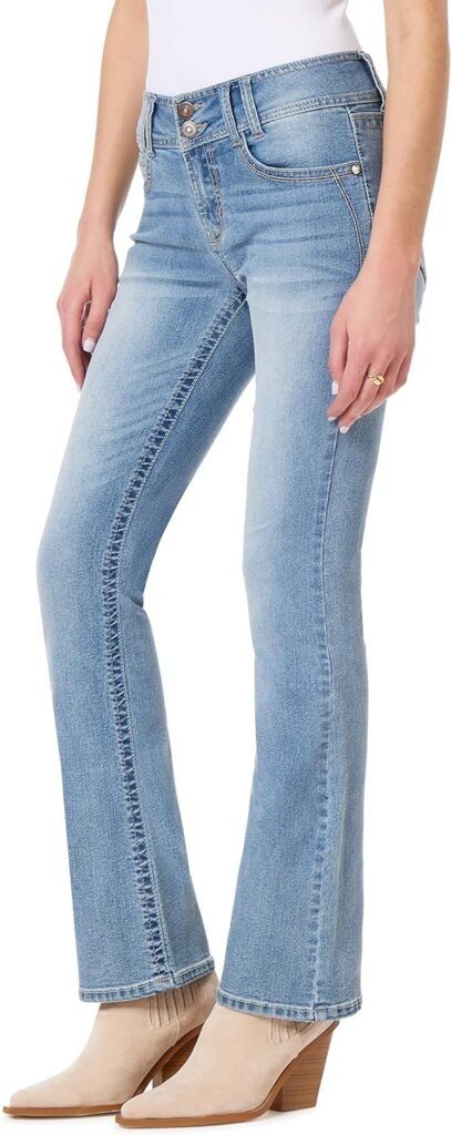 WallFlower Womens Luscious Curvy Bootcut Mid-Rise Insta Stretch Juniors Jeans (Standard and Plus)