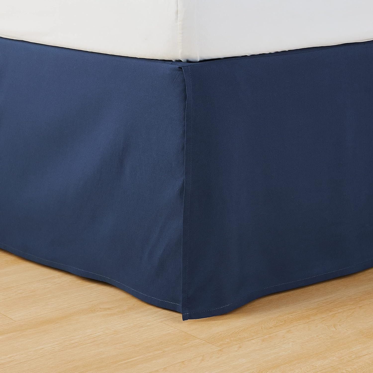 Amazon Basics Lightweight Pleated Bed Skirt, Queen, Navy Blue