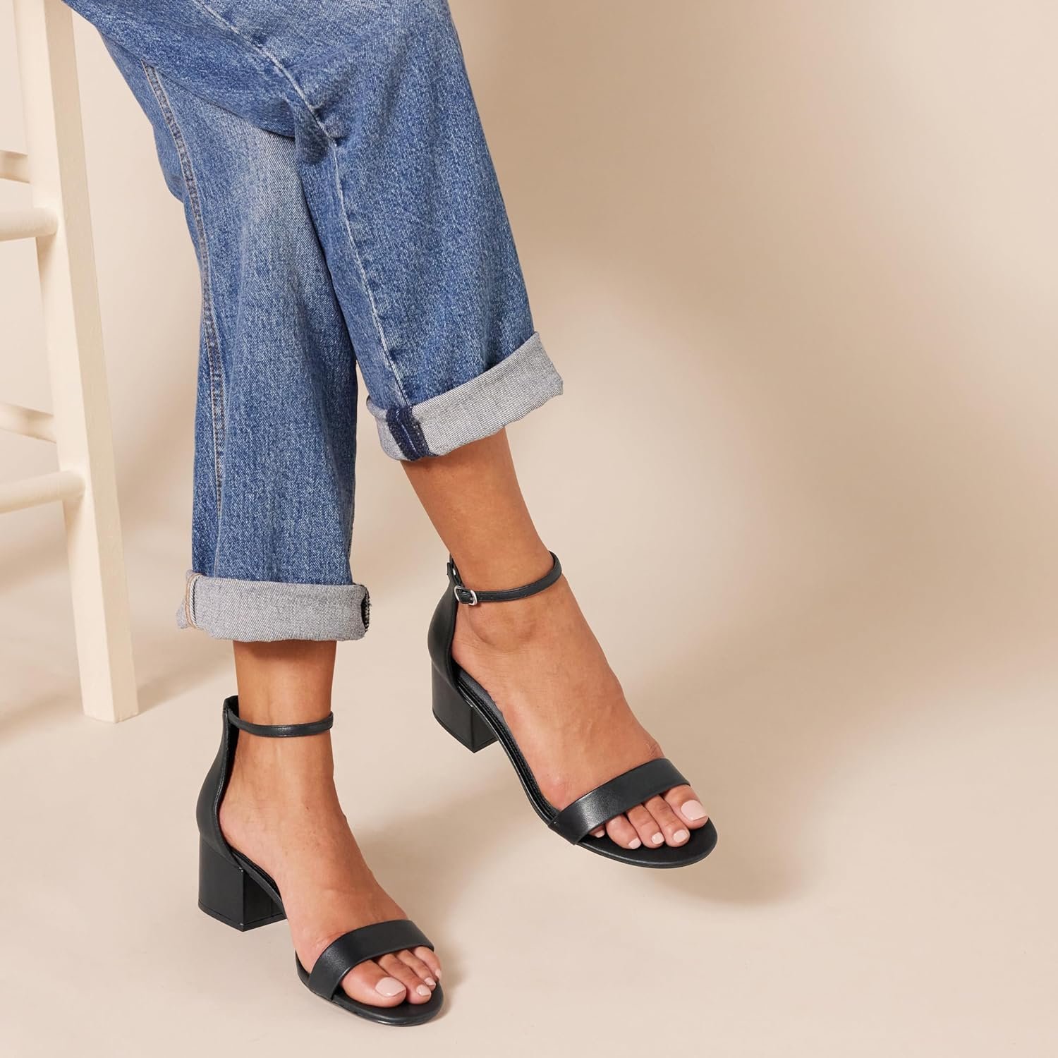 Amazon Essentials Womens Two Strap Heeled Sandal