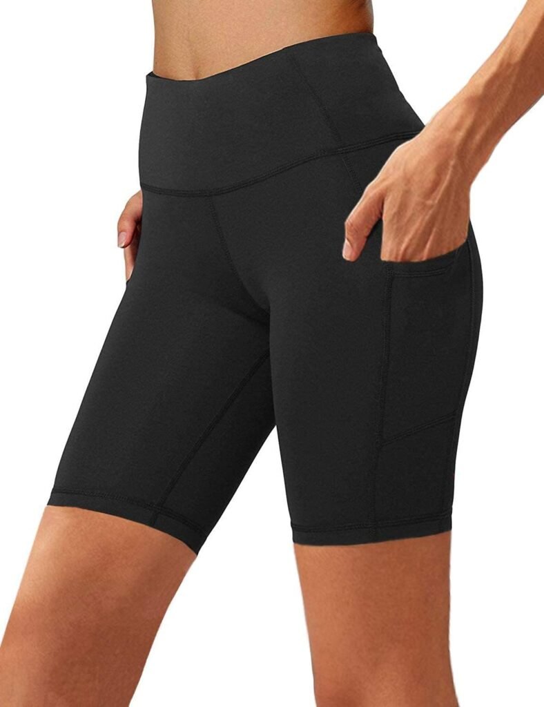Aoliks Womens Biker Shorts with Pockets High Waist Tummy Control Running Workout Spandex Gym Yoga Shorts Military Shorts