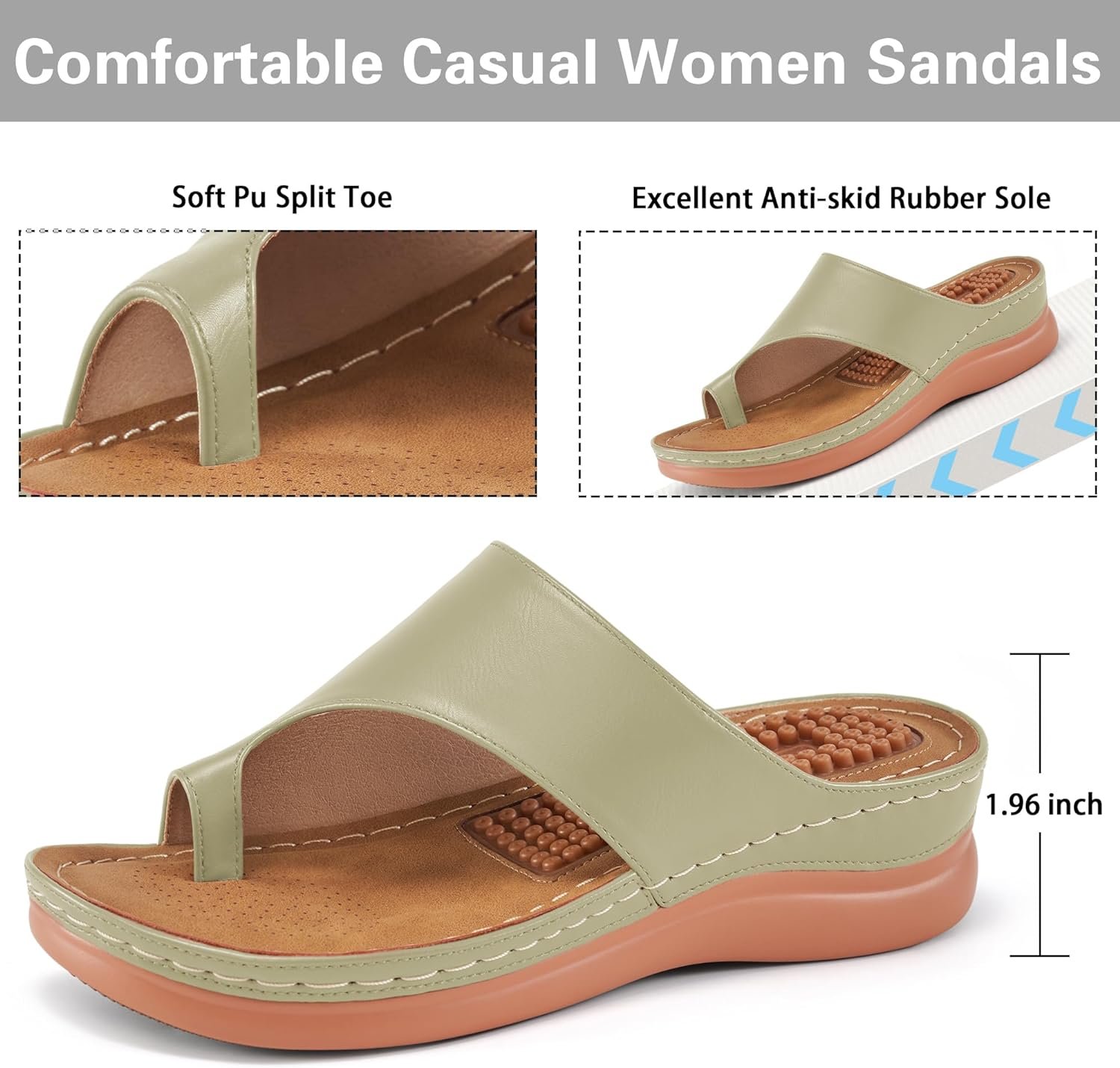 Aomigoct Sandals for Women Wedge Shoes: Comfortable Orthopedic Sandals Womens Dressy Summer Flip Flops Casual Walking Wedges