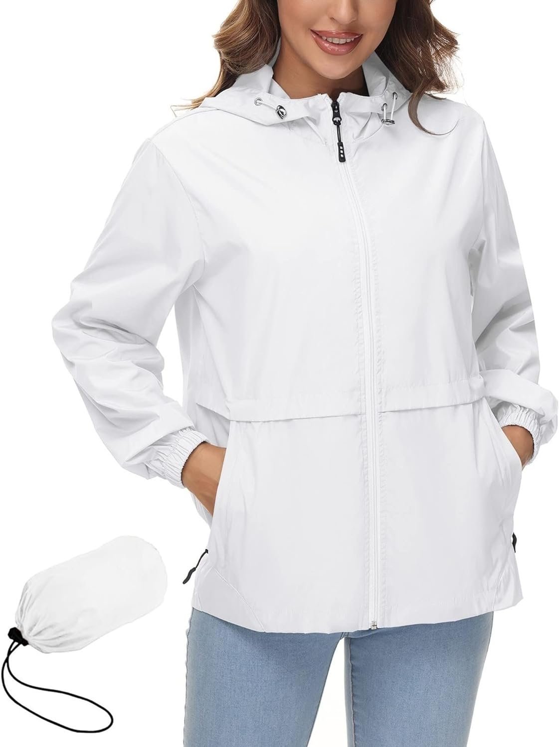 Avoogue Womens Waterproof Rain Jacket Lightweight Raincoat Packable Hooded Outdoor Windbreaker