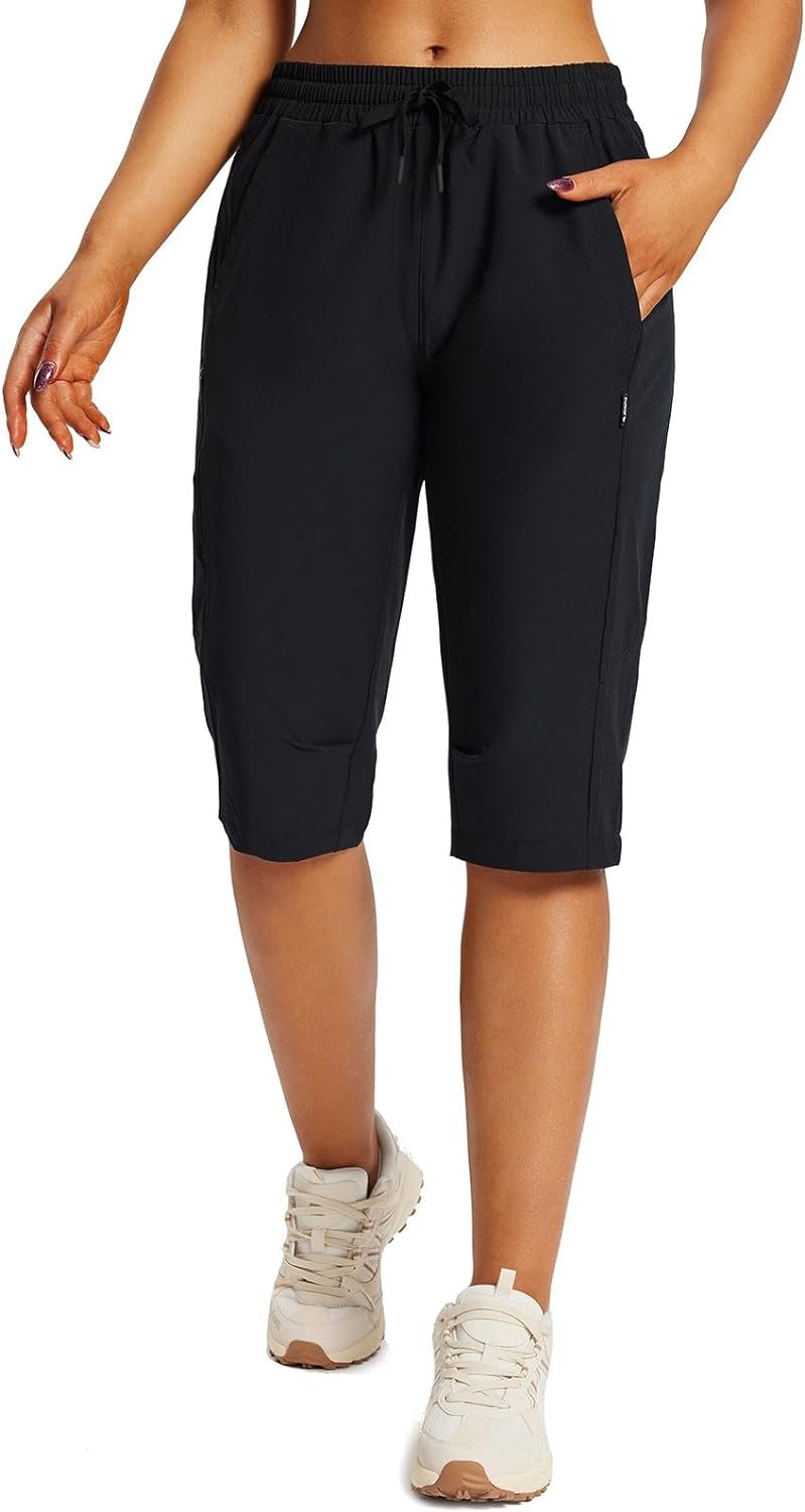 BALEAF Womens 15 Long Shorts Below The Knee Capri Hiking Cargo Shorts Lightweight Quick Dry Elastic Waist for Casual