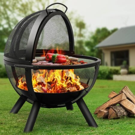 ball of fire pit 35 outdoor fire with bbq grill globe large round pitpatio fireplace for camping heating bonfire and pic