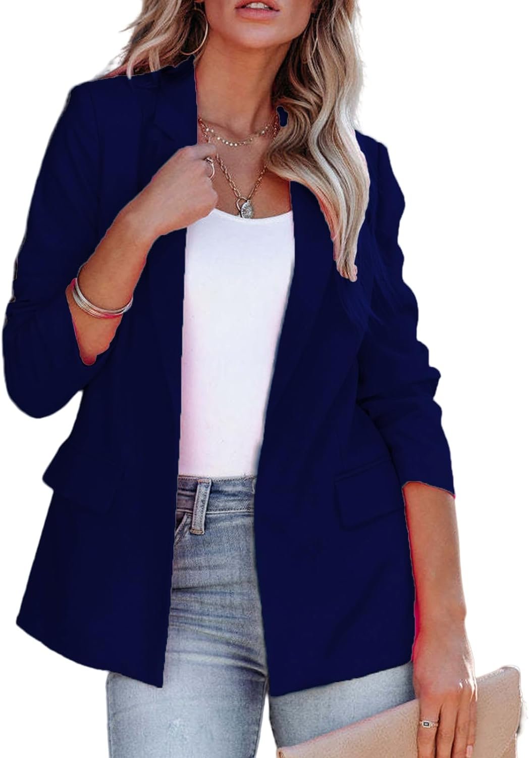 Blazers for Women Business Casual Open Front Long Sleeve Work Office Jackets 2024 Trendy Ol Office Slim Suit Jacket