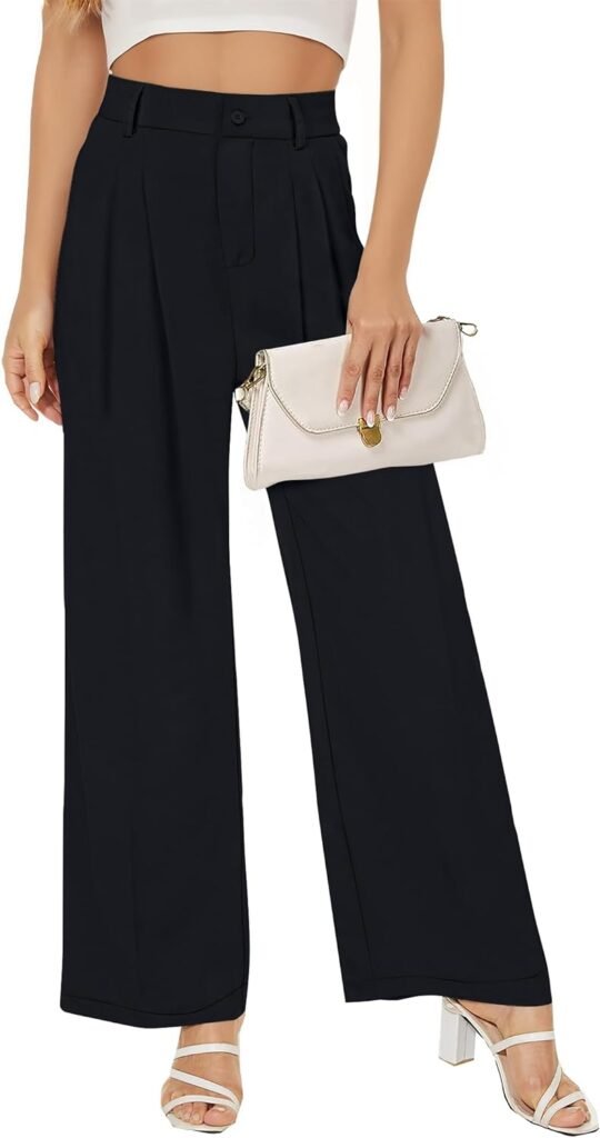 Buauty Women Straight Wide Leg Dress Pants for Women High Waist Office Business Casual Trousers Pants with Pockets 2024