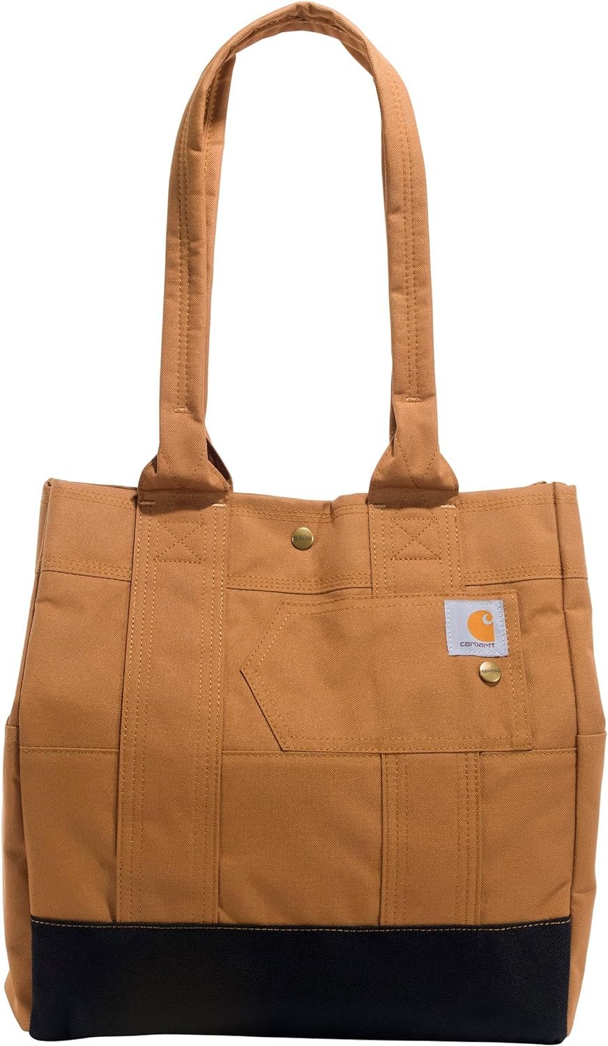 Carhartt Vertical, Durable Tote Bag with Snap Closure, Brown