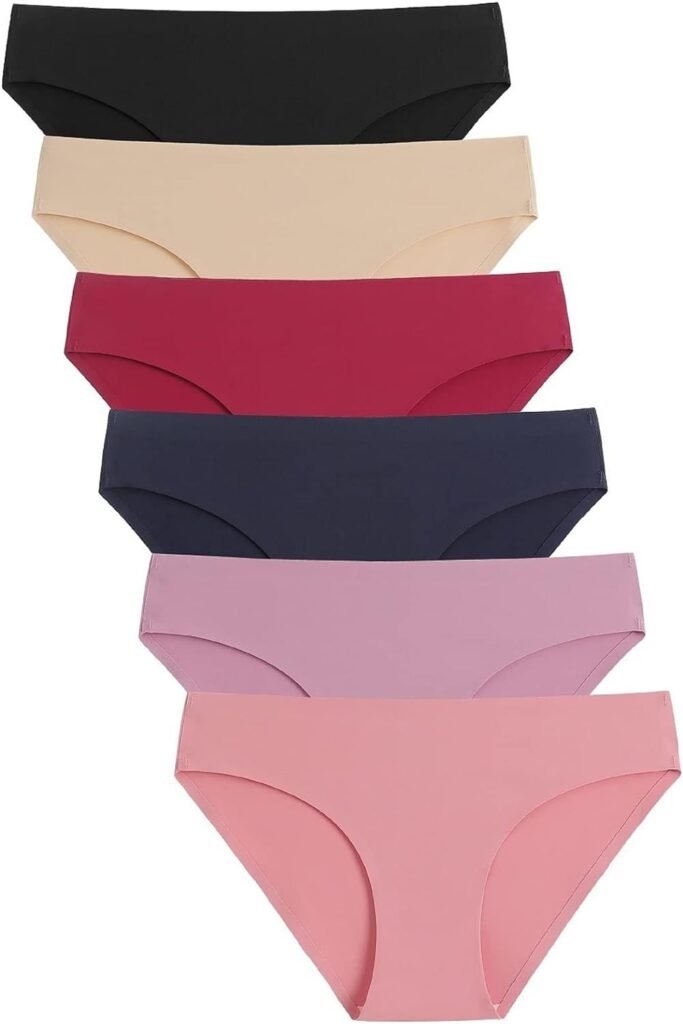 Caterlove Womens Seamless Underwear No Show Stretch Bikini Panties Silky Invisible Hipster 6 Pack