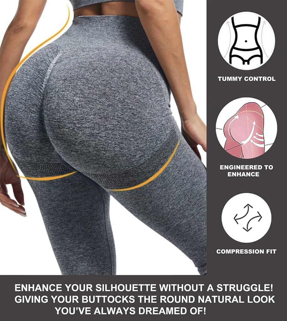 CHRLEISURE 3 Piece Workout Leggings Sets for Women, Gym Scrunch Butt Butt Lifting Seamless Leggings