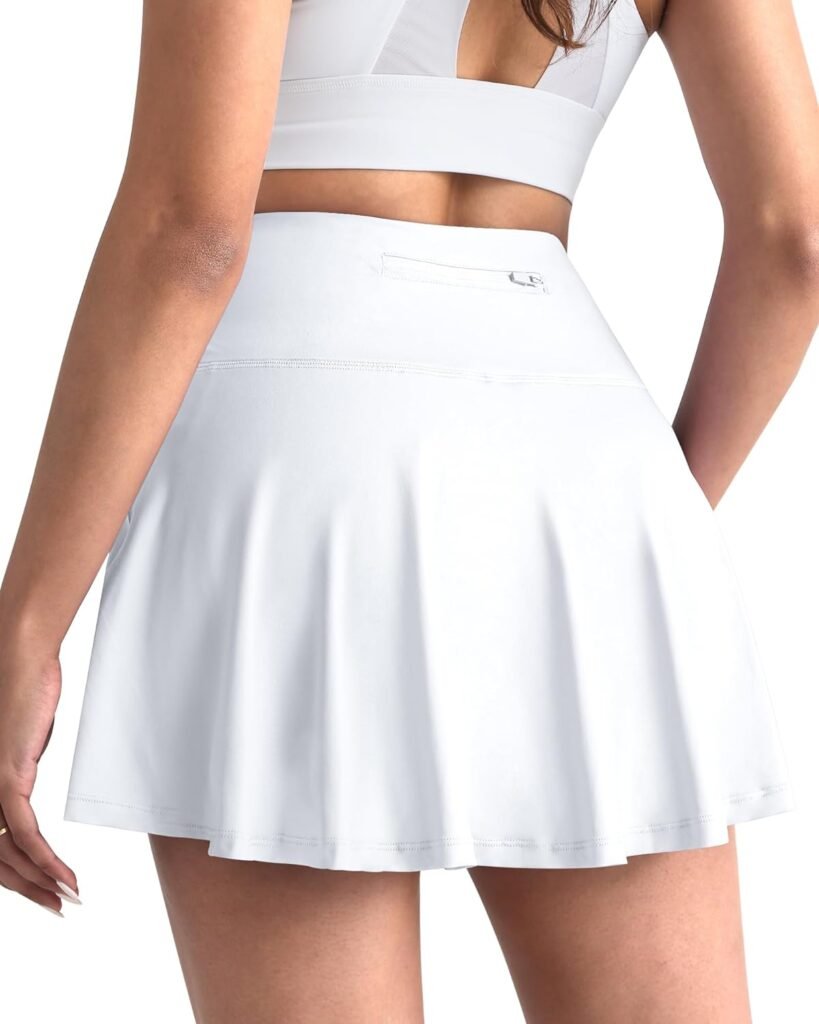 CHRLEISURE Womens Tennis Golf Skirt with Shorts, 5 Pockets Athletic Sports Running Workout Flowy Skorts