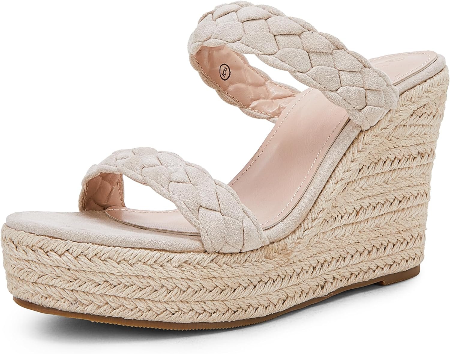 Coutgo Womens Wedge Platform Sandals Espadrilles Two Strap Woven Slip On Summer Cute Slide Sandals