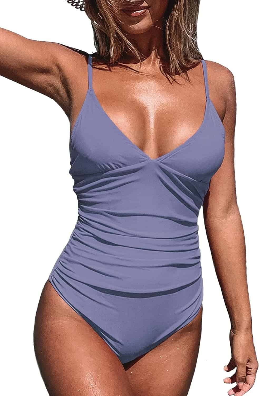 CUPSHE Womens One Piece Swimsuit Tummy Control V Neck Bathing Suits