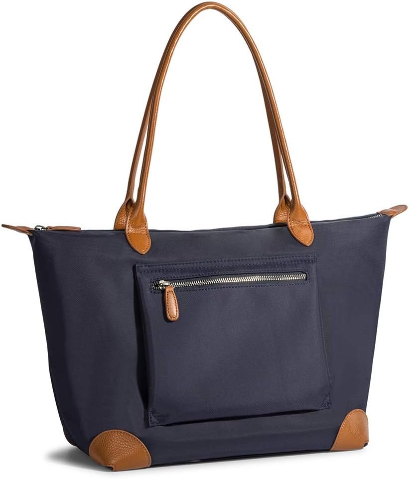 DORISJACKY Tote Bag For Women Large Lightweight Leather Nylon Work Shoulder Bag And Foldable Travel Purse