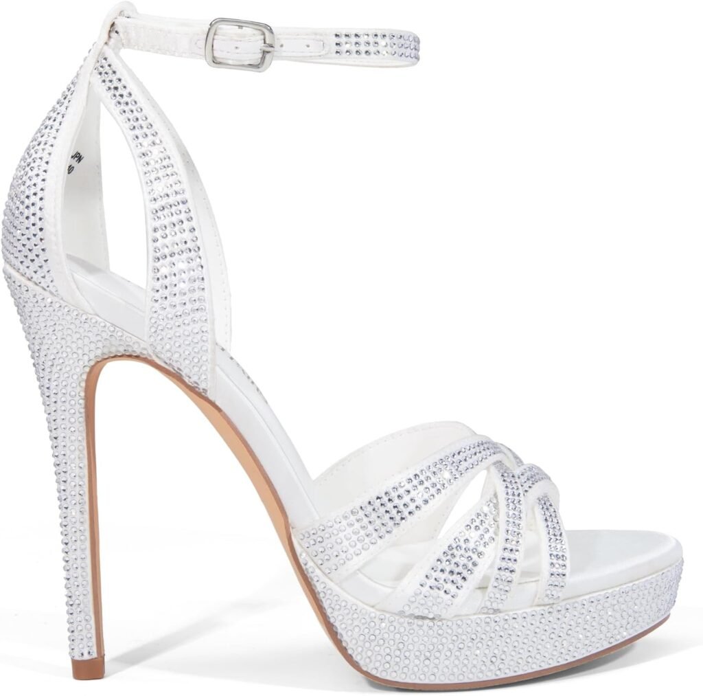 DREAM PAIRS Womens Platform Stiletto Heels Open Toe Ankle Strappy High Heels Fashion Wedding Dressy Pump Sandals Shoes