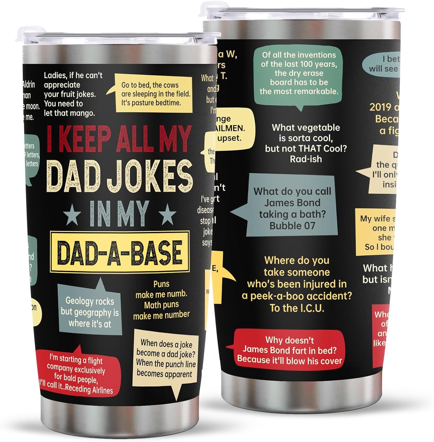 Fathers Day Dad Gifts from Daughter Son Wife, Funny Gifts for Dad Husband Grandpa Bonus Dad Step Dad, Unique Birthday Present Ideas for Father Men Him on Fathers Day Christmas - Dad Joke Tumbler 20oz