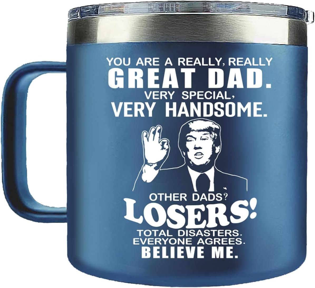 Fathers Day Dad Gifts from Daughter Son,Dad Gifts,Fathers Day Birthday Gifts for Dad Step Dad Father in Law Him Bonus Dad Daddy,Gift for Men Papa Grandpa Uncle Stepdad,14 oz Blue Tumbler Mug
