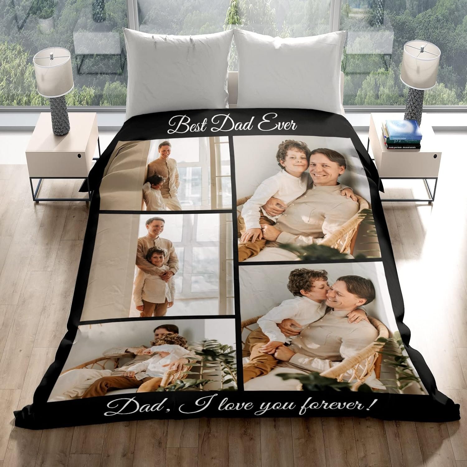 Fathers Day Personalized Gifts from Daughter Custom Blankets with Photos and Text Multiple Colors Sizes Soft Flannel Gifts for Men Birthday Gifts for Dad