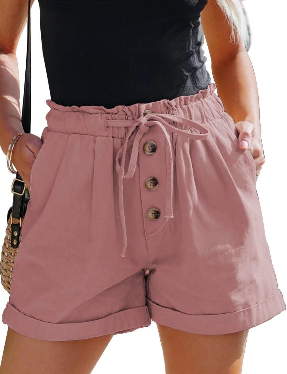 FEKOAFE Womens Shorts 2024 Comfy Summer Drawstring High Waist Cotton Shorts for Women Trendy(S-2XL)