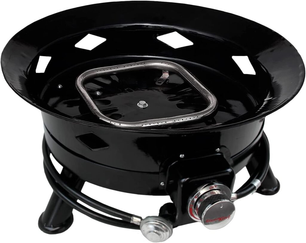 Flame King Smokeless Propane Fire Pit, 24-inch Portable Firebowl, 58K BTU with Self Igniter, Cover,  Carry Straps for RV, Camping,  Outdoor Living