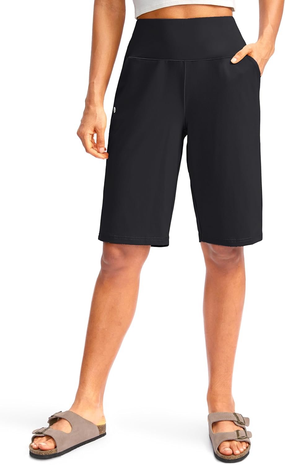 G Gradual Womens 12 Bermuda Long Shorts with Pockets High Waisted Stretch Knee Length Shorts for Women Summer Walking