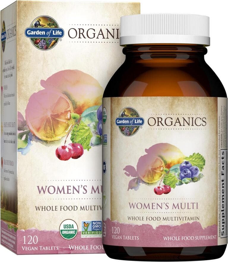 garden of life organics multivitamin for women womens multi with vitamin c d folate b6 b12 biotin iron vegan whole food