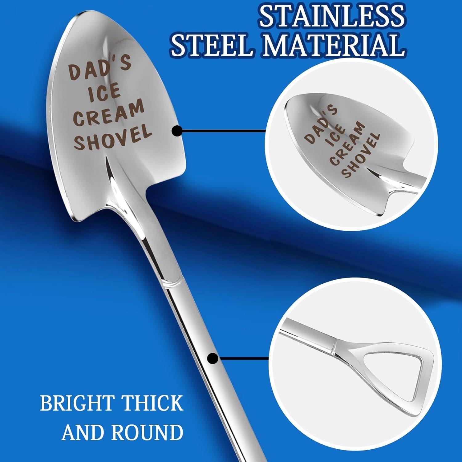 Gifts for Dad fathers day dad gifts Men Ice Cream Spoon Scoop for Ice Cream Lovers, Fathers Day Gifts for men Funny Engraved Stainless Steel Spoon Shovel, Birthday Fathers Gifts