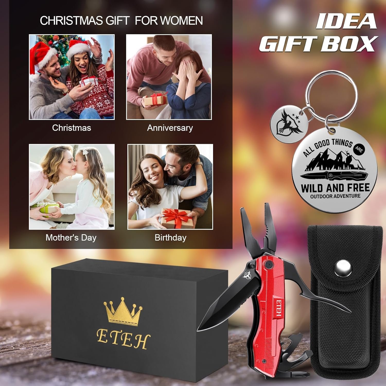 Gifts for Dad from Daughter Son,Fathers Day Birthday Christmas Dad Gifts,Multitool Knife BEST DAD EVER,Multi tool for Climbing,Camping,Cycling,Hiking, Stainless Steel