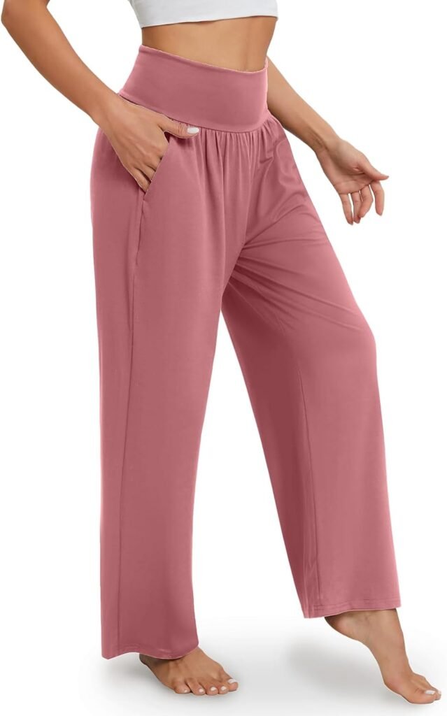 Gracyoga Wide Leg Yoga Pants for Women Casual Loose Cozy Sweatpants High Waisted Lounge Pajama Flowy Pants with Pockets