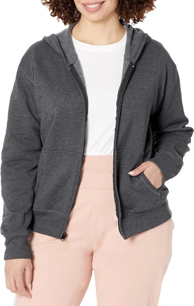 Hanes Womens Hoodie, Ecosmart Fleece Full-zip Hoodie, Zip-up Hooded Sweatshirt