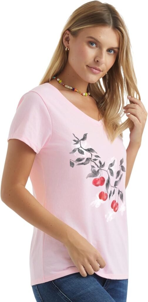 Hanes Womens Short Sleeve V-Neck Graphic T-Shirt