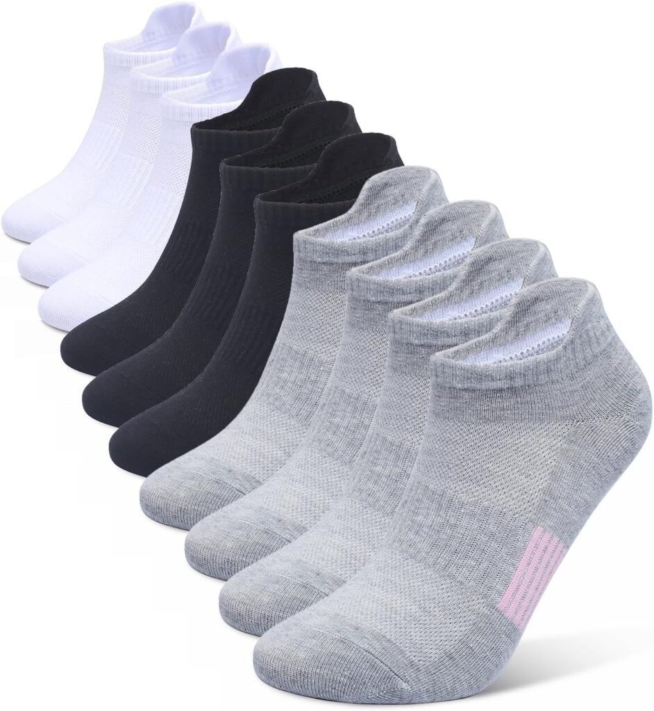 Henwarry Womens 10 Pairs Athletic Running Low Cut Socks Thin Cotton Soft Ankle Tab Socks