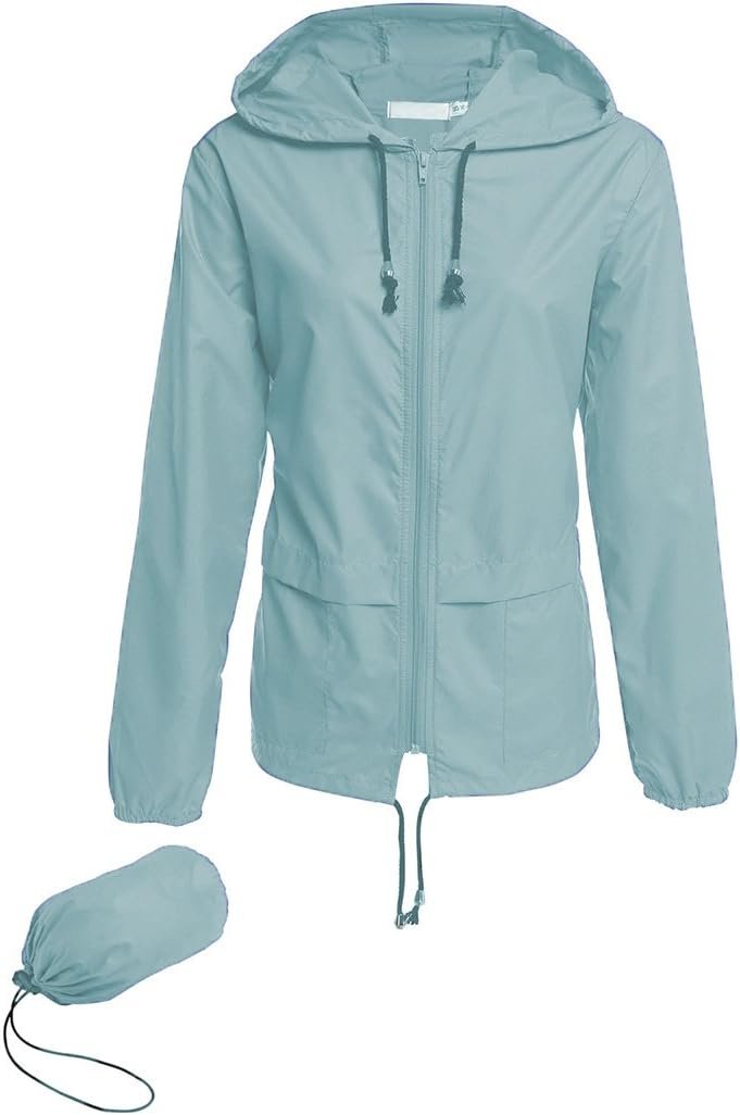 Hount Womens Lightweight Hooded Raincoat Waterproof Packable Active Outdoor Rain Jacket (S-3XL)