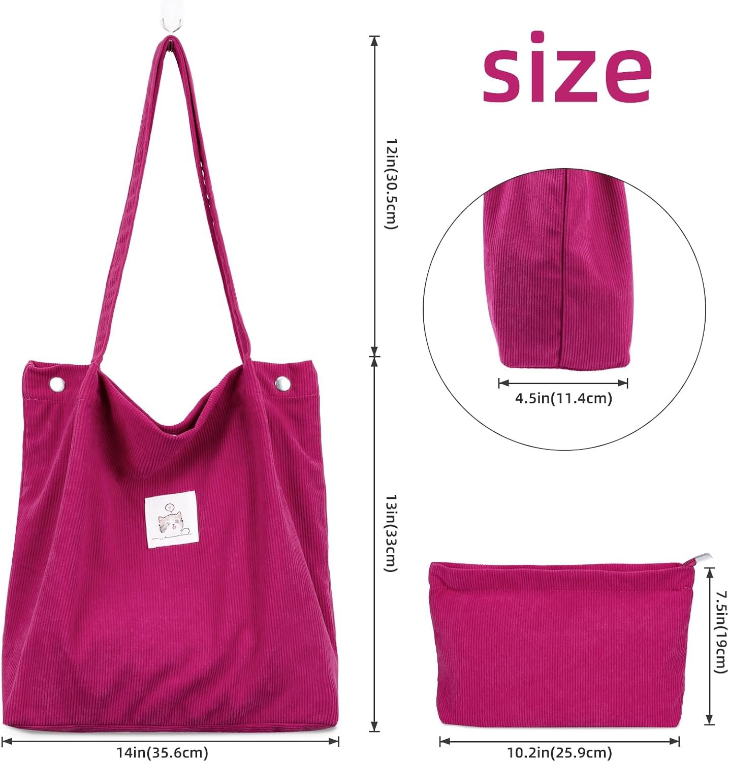 Iioscre Corduroy Tote Bag for Women,Large Capacity Casual Shoulder Handbags,Mini Multi purpose Handbag 