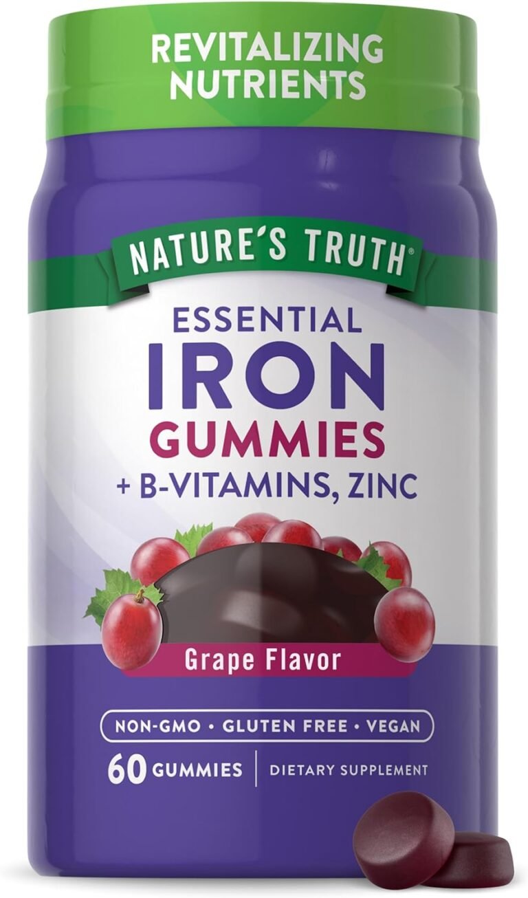 iron gummies 60 count vegan non gmo gluten free supplement with zinc b vitamins grape flavor by natures truth