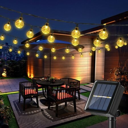 joomer outdoor solar string lights 455ft 60 led solar powered string lights waterproof8 modes crystal ball lights solar